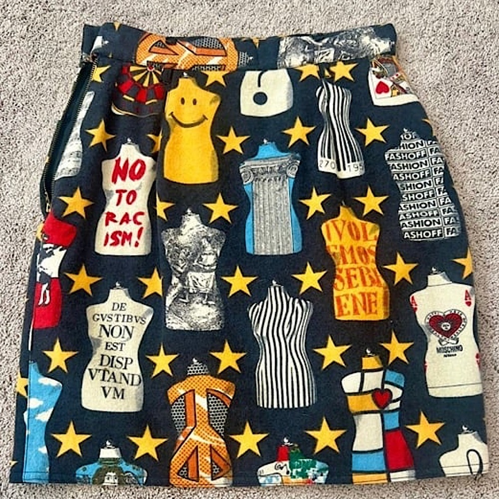 Moschino Vintage Black “No Racism” Iconic Print Mini Skirt - Picture 5 of 11